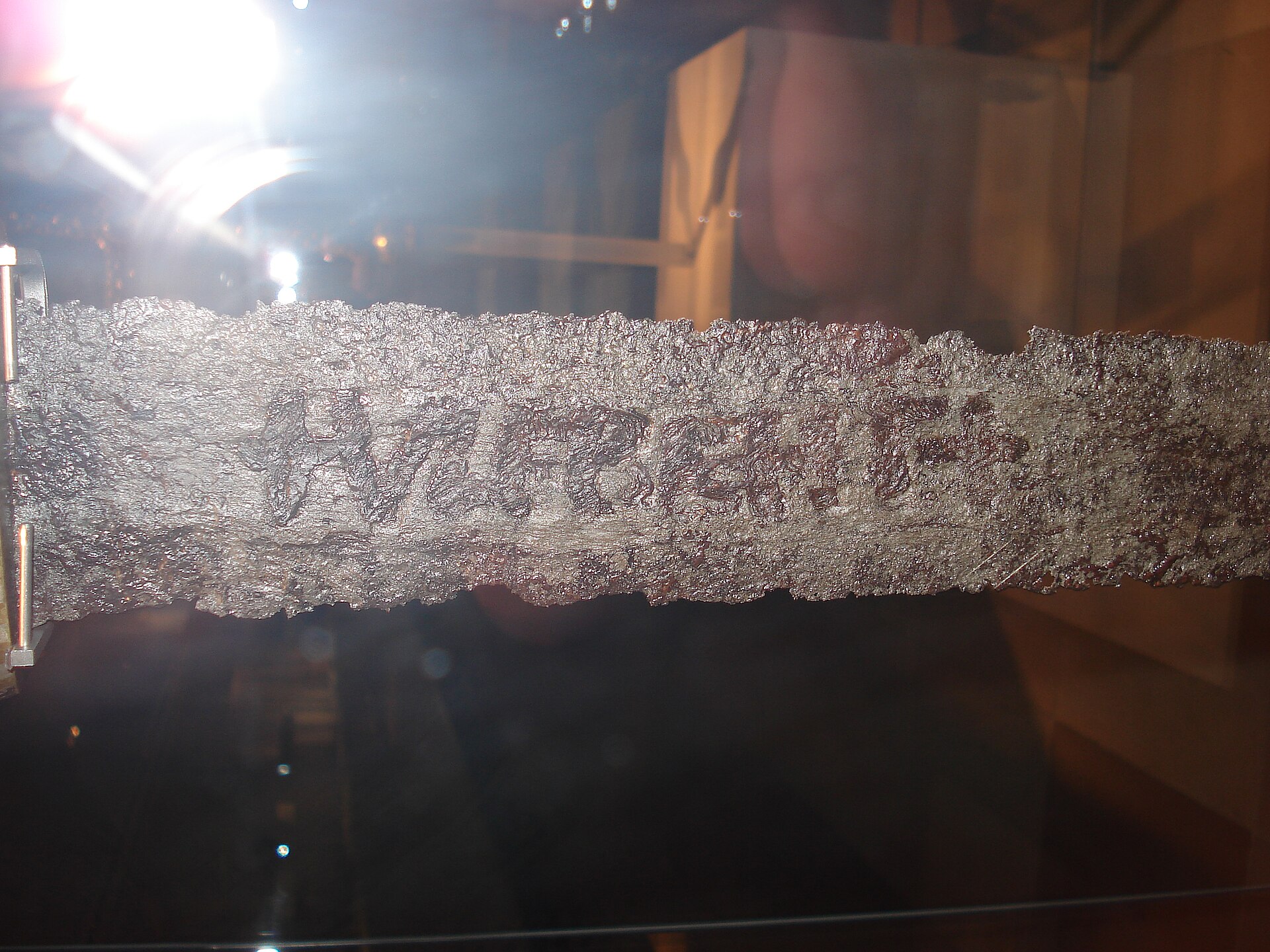 Historical Viking Ulfberht sword with its characteristic inlaid inscription